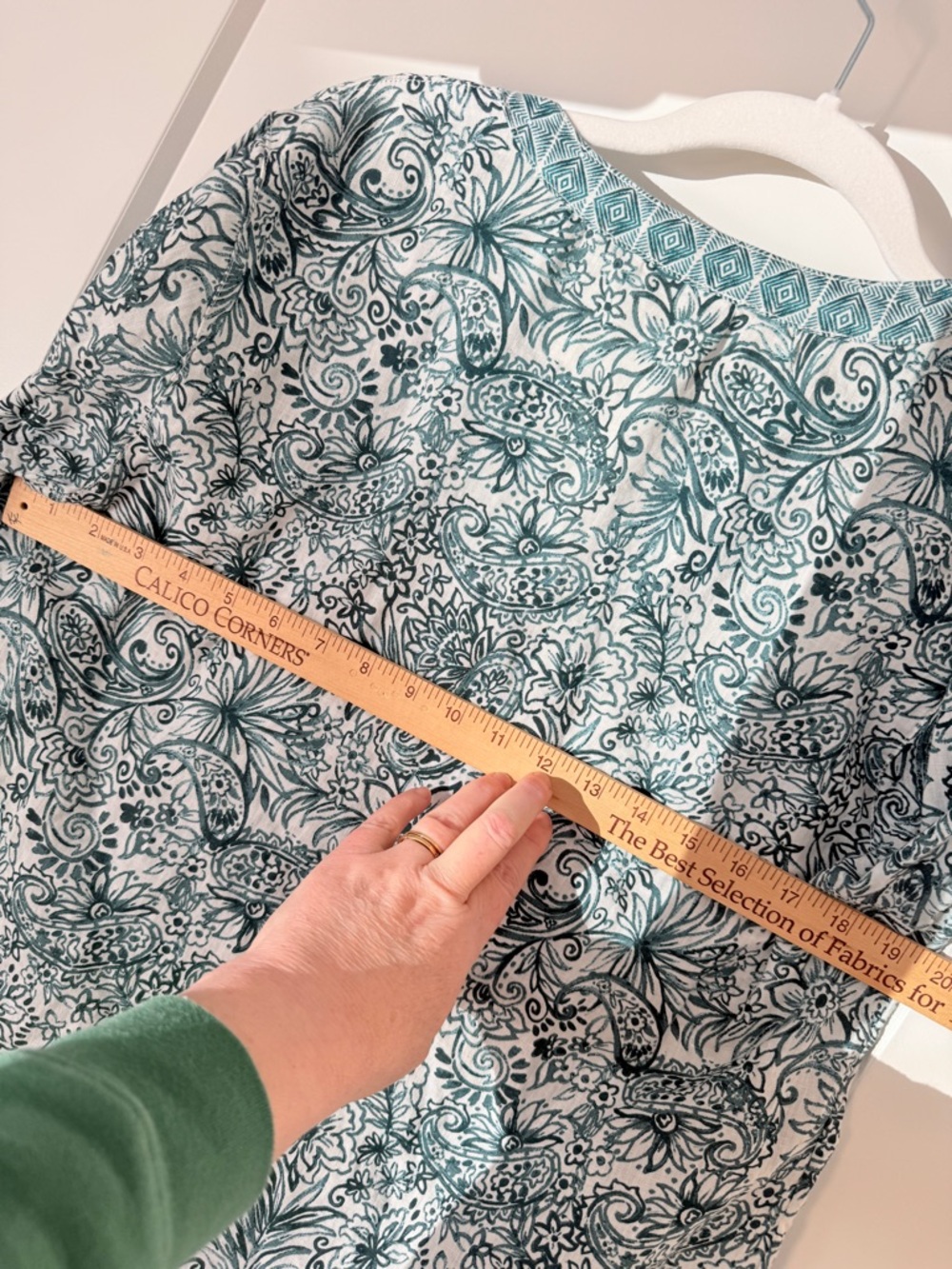 Sigrid Olson 100% Linen Sea Green Botanical Border Print Tunic Large Lagenlook - Picture 7 of 7